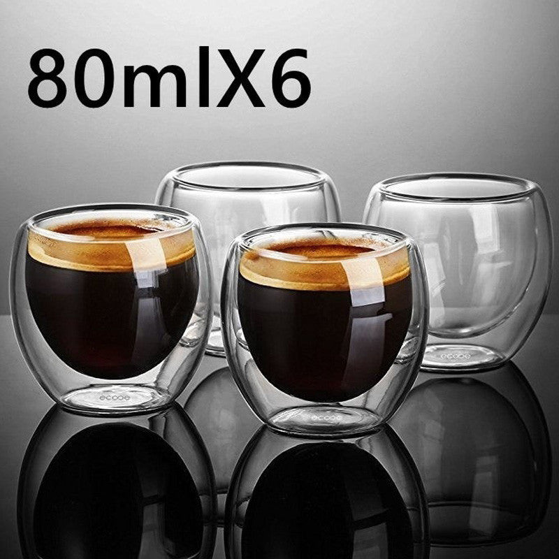 Cool 6Pcs Double Shot Glasses - Double Wall Espresso