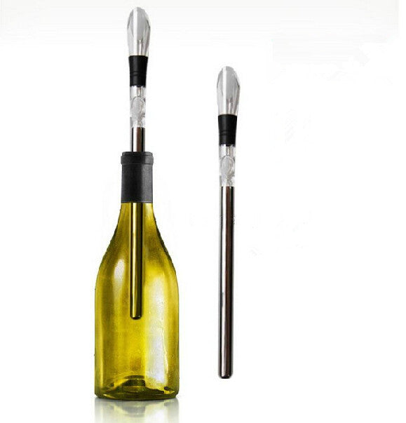 Wine bottle Chiller Stick & Pourer - Stainless Steel - Freeze and Chill