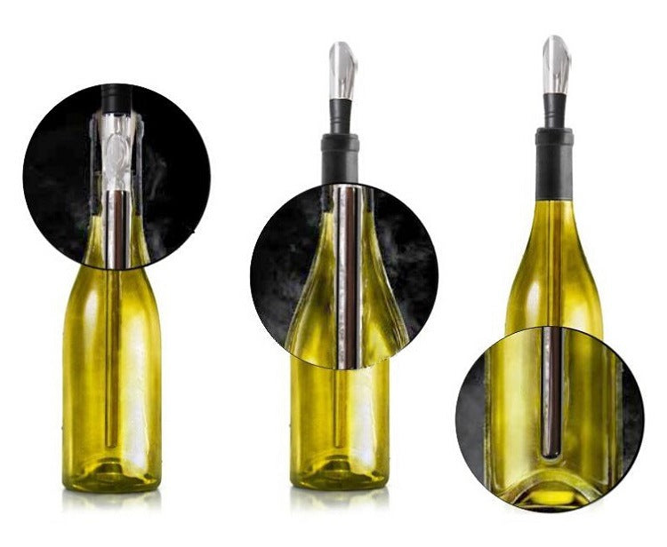 Wine bottle Chiller Stick & Pourer - Stainless Steel - Freeze and Chill