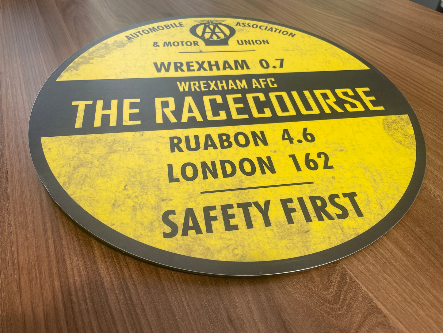 WREXHAM AFC - UNIQUE VINTAGE EFFECT 'DESTINATION' ROAD SIGN - 24hr Delivery within UK & Shipping to US/Canada available